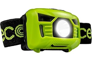 Luceco LED Linterna frontal recargable, 3W, 150 lúmenes, negro y verde