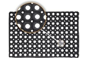 HOUSEGADS Rubber Hollow Mat Outdoor Anti Fatigue Non Slip Drainage Black Door Mat Light Weight Washable Large Ramp Mat Entrance Thick Children Playground Garden Floor Matting (40 X 60 CM)