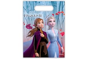 Procos 91130 - Party-Beutel Frozen 2, 6 Stück, Größe 23 x 16,5 cm, mit Tragelasche, Tüten, Give-Away, Gast-Geschenk, Geburtstag, Mottoparty