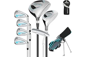 XKISS Komplettes Herren Damen Golfschläger Set,8 Teilige Golf Set Linkshänder/rechtshändig,Inklusive Stand Bag mit Regenhaube,3# Fairway Wood mit Head Covers, 5# Hybrid, 5#, 7#, 9# S# Eisen und Putter