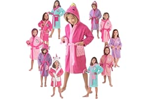 LEBENGOOD - Albornoz Niñas, Algodón, 100% Algodón OEKO-TEX®, 2 Bolsillos, Cinturón, Capucha, Albornoz Felpa suave con bordados para niñas, Albornoz Infantil