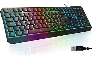 ‎KLIM KLIM Chroma Gaming Tastatur QWERTZ DEUTSCH – USB Kabel, RGB Beleuchtung, Leise & Langlebig, Ergonomisch, Wasserdicht – Gamer Tastatur für PC, Mac, PS5, PS4 – Schwarz