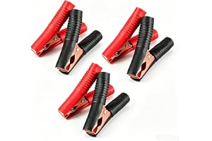 ANGEEK 100 A 90 mm krokodilklämmor för bilbatteri, isolerade batteriklämmor, av koppar, för bilar, lastbilar, fordon och båtar (6 stycken)