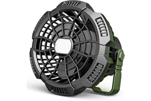 Melchioni Family | Ventilateur de Camping Portable Rechargeable, Natterie 5200 mah, éclairage LED, 3 Luminosités, 3 Vitesses, 10 cm de Diamètre, Crochet de Suspension et Télécommande, Rotation à 180