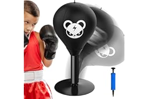 WIYETY Sac de frappe de bureau avec ventouses puissantes, anti-stress, punching ball, bureau debout, cadeau amusant pour chef, collègue, amis, noir, 17,7 x 40 cm