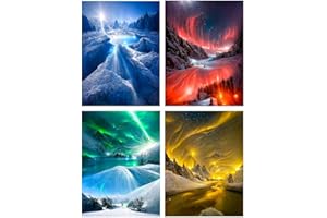 MytaYt 4 Stück Diamond Painting Erwachsene Vier Jahreszeiten Aurora Diamant Painting Bilder kinder erwachsene Diamonds Painting für Dekorationen 30x40cm