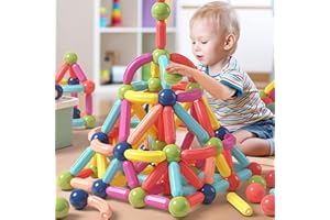 BAKAM Magnetic Building Blocks for Kids Ages 4-8, STEM Construction Toys for Boys and Girls, Large Size Magnetic Sticks and Balls Game Set for Kid’s Early Educational Learning (42PCS)