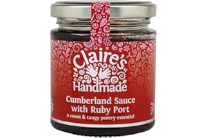 Claire's Handmade - Cumberland Sauce with Ruby Port (200g) - Traditionally Made Sweet & Tangy Spiced Redcurrant Sauce, Pair with Cold Cuts, Suitable for Vegetarian, Vegan & Gluten Free Diets, GMO Free