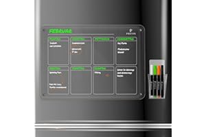 PREVIS Wochenplaner Abwischbar Acryl Magnetisch für Kühlschrank A3 (40X30CM) mit 4 Boardmarkern -Weekly Planner Kühlschrank Acryl - Magnetic Calendar for Fridge Transparent - Familienplaner Abwischbar
