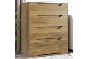 HOCSOK Cassettiera Comodino 4 Cassetti, Cassettiera Camera da Letto, Mobiletto Portaoggetti Multifunzionale, Mobili Contenitori Indipendenti, Soggiorno, 69 x 39 x 82 cm (Brun)