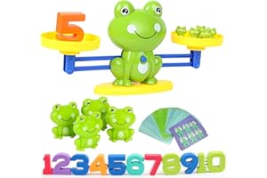 HOWADE Frog Balance Math Game,Frog Weighing Scale Montessori Educational Stem Digital Counting Toys for Kids Basic Math Learning