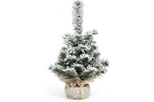 MIJOMA Czarująca mini choinka | sztuczna choinka w worku z juty, stylowa i dekoracyjna, stabilna, z miękkimi igłami, idealna do stworzenia przytulnej atmosfery, wysokość 35 cm (śnieg)