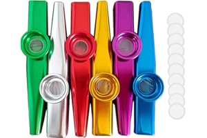 SHPUJUN Lot de 6 kazoos en métal pour enfants, flûte nasale en instrument de musique, instruments de musique pour adultes, vent, instruments à vent, sifflet de canard, instrument Harp Jaw, membrane ocarina,