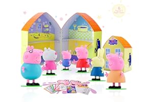 LUPPA Peppa Pig Family Figures - Set of 6 Family House with Playset Toys, Special Art & Crafts Fun - Includes Peppa, George, Daddy Pig, Mama Pig, Grandma Pig and Grandpa pig - Ideal for Ages 3 and up