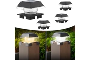 ‎GEYUEYA HOME GEYUEYA Home Pfostenkappen Solar 4er Set, Led Solarleuchten Für Aussen Für Standard Zaunpfosten 9x9 10x10 11x11 12x12 13x13 14x14, Warmweiß+Kaltweiß, IP65 Wasserdicht,Plattform,Garten Dekoration