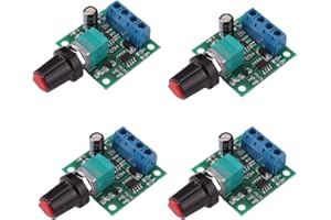 NIRJIK 4 Pièces Régulateur de Vitesse Moteur DC PWM 1,8V–12V 2A 30W, Contrôleur de Vitesse à Basse Tension avec Potentiomètre Interrupteur, Module 1803BK 1803B pour Moteurs à Courant Continu