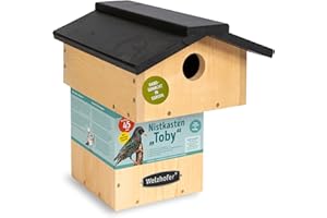Welzhofer Nistkasten Toby, Vogelhaus mit 45mm Einflugloch, handgemacht in Europa, für Stare und viele weitere Höhlenbrüter, Bunt- & Mittelspechte, katzensicheres Vogelhaus