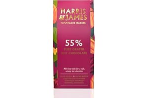 Harris & James Rich & Velvety Hot Chocolate Flakes 55% Decadent Bean to Bar Luxury Hot Chocolate Flakes, Luxury Hot Cocoa, Luxurious Milky Treat with All Natural Ingredients (6 servings)