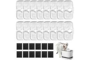 THALIRE Filtros Fuente Agua Gatos, 16 Piezas De Reemplazo De Filtros De Fuente para GatosCon 16 Esponjas, Compatible con Petlibro (FuentesPara Gatos Plwf005/Plwf105/Plwf115), Filtración Cuádruple
