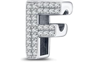 LaMenars Charms con lettere dalla A alla Z, perline in argento sterling 925, adatte a bracciali con zirconi 5A, regali di gioielli di compleanno per donne e ragazze