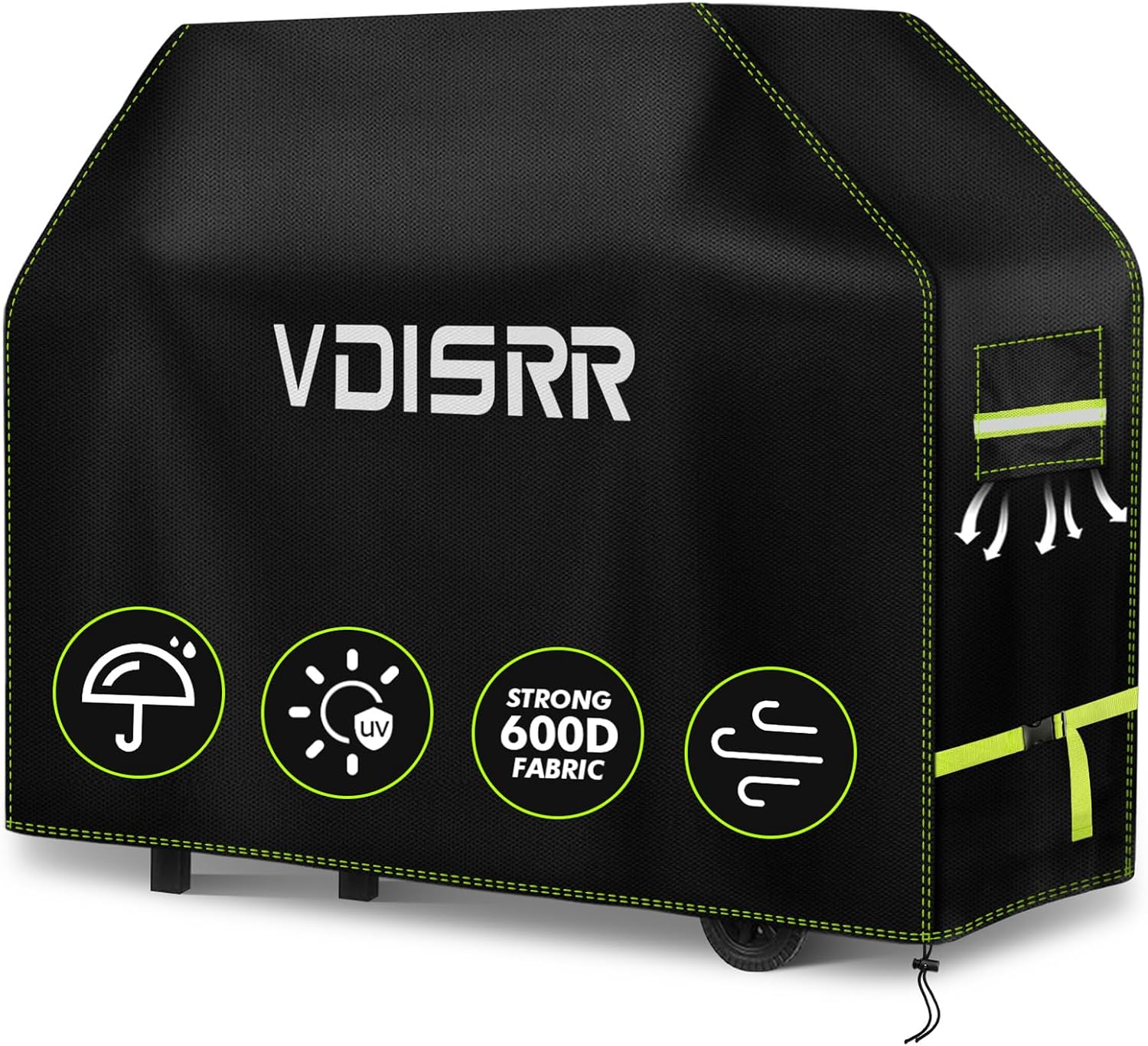 Funda Barbacoa Exterior Impermeable, VDISRR 600D Oxford Funda BBQ Exterior 147 * 61 * 122cm Funda Protectora para Barbacoa Anti-Viento/Agua/UV/Resistente al Desgarro
