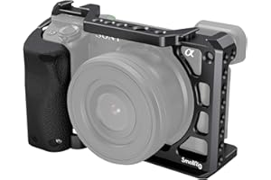 SMALLRIG A6100 / A6300 / A6400 Cage mit Silikon-Handgriff und integrierten Gewindelöchern, Cold Shoe und Schnellwechselplatte, für Sony Alpha 6100 / Alpha 6300 / Alpha 6400 – 3164B