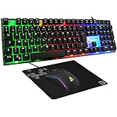 THE G-LAB - Combo Yttrium - Pack Gaming Azerty RGB, Clavier Gamer 105 Touches Et 19 Touches Anti-ghosting - Souris Gamer 2400
