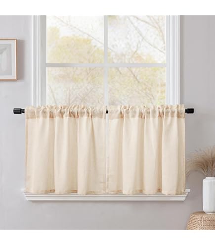 JOOJA 2 panelen boho ramen pure gordijnen gehaakt vintage katoen met kwastjes raamgordijnen panelen voor slaapkamer woonkamer (haak beige, 59x63