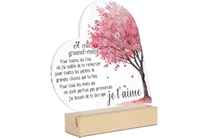 Putuo Decor Plaque Cœur Acrylique avec Base Bois Message d’Amour Gratitude pour Mari Papa Grand-Mère Marraine Amour Cadeau Sentimental Décor Maison Bureau Anniversaire Fête (Amour éternel)