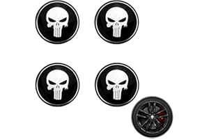 LONGHAO 4+1 Tapacubos Centrales Calaveras Universal ABS - 60mm Buje, Calavera Punisher (#3)