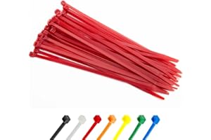 Abacus Range Small Cable Ties 2.5mm x 100mm, Pack of 100, Secure Self-Locking, 4” Nylon Zip Ties, High Tensile Strength Premium Red Cable Tie for Home, Office, Cables, Wires, Garden, DIY Projects