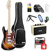 Donner elektro gitar, DST-152S 39 in&ccedil; elektro gitar kiti, y&uuml;ksek hız &ccedil;eliği manyetik bobin b&ouml;lmeli, yetişkinler i&ccedil;in amplifik