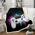 Tbrand Gamer Fleecedecke 130x150 Cm - Gamepad-Muster, Polyester Mikrofaser, Kuschelig Warm