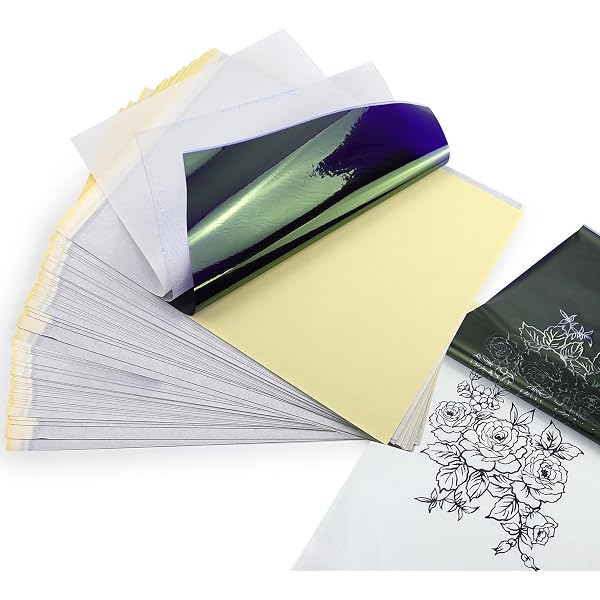 Blackbudda Papier Transfert Tatouage - 100 Feuilles A4 - Pour Imprimante Thermique Ou Dessin Main - Stencil Pro
