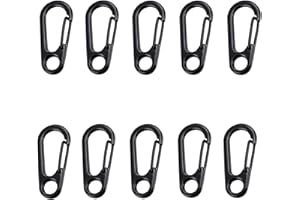 FLZONHUT FLZONE 10pcs Mini Moschettone Ganci,Mini Moschettoni Fibbia Zaino a Molla Ganci per Campeggio Arrampicata Escursionismo Portachiavi All'aperto (Nero)