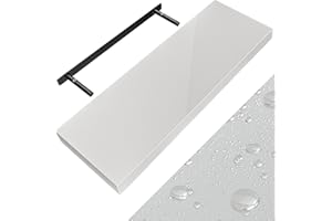 Casaria® Étagère Murale Flottante Blanc Brillant 70 cm MDF Robuste Effet Flottant Support de Fixation Inclus étagère Bois