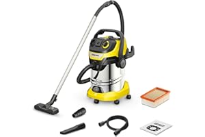 Kärcher Wet and Dry vacuum cleaner WD 6 P Premium, blower function, 1,300 W, stainless steel container: 30 l, suction hose: 2.2 m, extension hose, power outlet, drain screw, floor and crevice nozzle