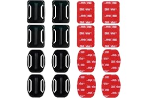 HSU Adhesive Mounts for GoPro, Curved & Flat Helmet Mounts with 3M Sticky Pads for Hero 12/11/10/9/8/7/6/5/4/3 and Other Action Cameras（8 Pack）