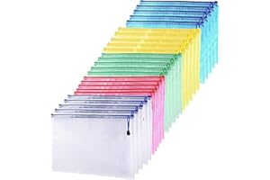 BOYIGOG Dokumententasche A4-25 Stück Reißverschlusstasche Kunststoff Zip Beutel Mesh Dokumententasche din A4 mit Reißverschluss für Büros Schulreise Zubehör