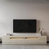 T008 Arya Illuminated TV Stand SET Travertine, Travertine