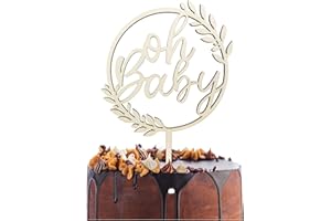 LUCKEEY Oh Baby Cake Topper Holz, Oh Baby Kuchen Topper Babyparty Tortendeko, Kuchenstecker für Baby Shower Eine Windeltorte Gender Reveal Partydeko