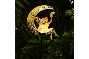 ZKLiLi Solar Lights Garden Decorations,Moon Fairy Light,Solar Crackle Glass Globe,Warm LED Light for Pathway Lawn Patio Courtyard Gifts for Mom Grandma Women