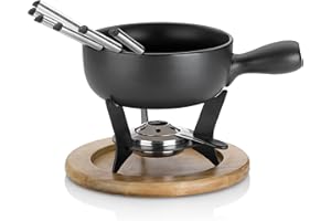 Kela Set de Fondue de Queso Country 10 pzas, Ceramic, Negro, 22,00x22,00x21,00 cm