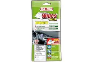 MA-FRA MAFRA, Wipes Satin, Salviette Monouso per Donare l'Effetto Satinato Originale a Plastiche e Cruscotti Sbiaditi, Ideali per Ravvivare Pulire Proteggere anche Alluminio e Radica, Confezione da 20 Pezzi