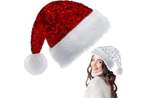 COSORO Santa Hat Christmas Hats for Adults & Kids, Red Velvet Plush Santa Claus Hat, Unisex Adults & Kids, Perfect for Christmas & New Year Parties