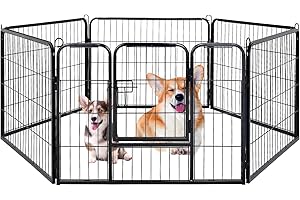 Panana Hunde-Laufgitter, strapazierfähig, für Hunde, Welpen, Katzen, Kaninchenzaun, faltbar, für den Innen- und Außenbereich (6 Paneele, 80 x 60 cm)