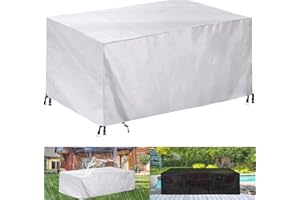 HRSMTY Housse Salon de Jardin, Très Résistant 420D Oxford Tissu Imperméable Housse de Table de Jardin, Housse de Protection Anti-UV Résistant Au Froid Coupe-Vent avec Corde