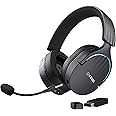 Trust Gaming GXT 491 Fayzo Wireless Gaming Headset Bluetooth + 2.4 GHz Dual Connection, 7.1 Surround Sound, 22hr Battery, RGB Over Ear Wireless Headphones with Microphone PC PS5 PS4 Switch - Black