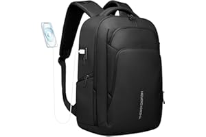 HEROIC KNIGHT Sac à Dos Homme pour Ordinateur Portable 17,3 Pouces avec Ports USB-C & USB-A, Grande Capacité 24-28L, Étanche, Antivol, Léger pour Bureau, Travail, Université, Quotidien et Voyage - Noir