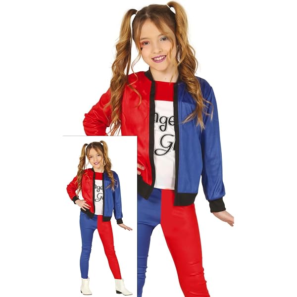 FIESTAS GUIRCA | Costume Dangerous Girl Fille (5-6 ans) - T-shirt, veste et pantalon pour filles - Maillots de super-héros et Villains, Mr. Smile, Halloween et fêtes à thème - Bleu et rouge : Guirca FIESTAS GUIRCA | Costume Dangerous Girl Fille (5-6 ans) - T-shirt, veste et pantalon pour filles - Maillots de super-héros et Villains, Mr. Smile, Halloween et fêtes à thème - Bleu et rouge : Guirca